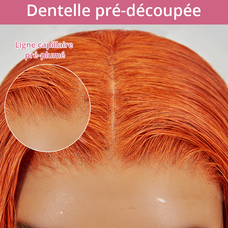 9x6 Glueless Eye Catching Ginger Color Smooth Wig