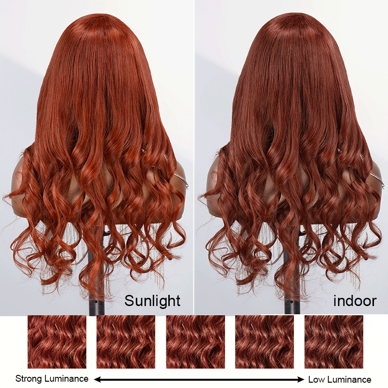 9x6 Glueless Reddish Brown Color Body Wave Wig