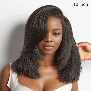 9x6 Glueless Yaki Straight Layered cut Wear Go For Beginners Bob Wig