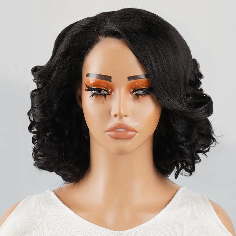 13x4 Bouncy Bob Rose Curly Lace Front Human Hair Wig - SHINE HAIR WIG