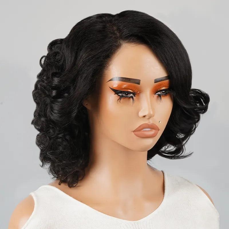 13x4 Bouncy Bob Rose Curly Lace Front Human Hair Wig - SHINE HAIR WIG