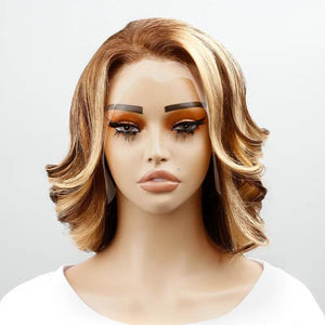 13x4 Straight Highlight Lace Front Bob Wig Human Hair 200% Density - SHINE HAIR WIG