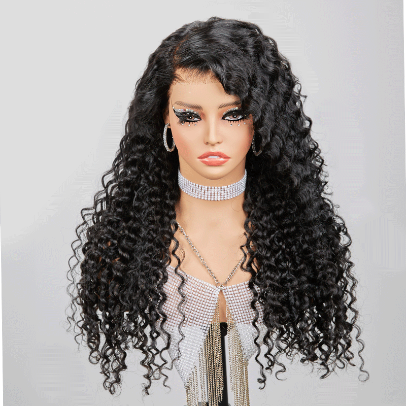 9x6 Side Part Invisible Knots Curly Glueless Wig