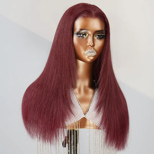 9x6 Layer 99j Glueless Wig Silky Straight Frontal Wig