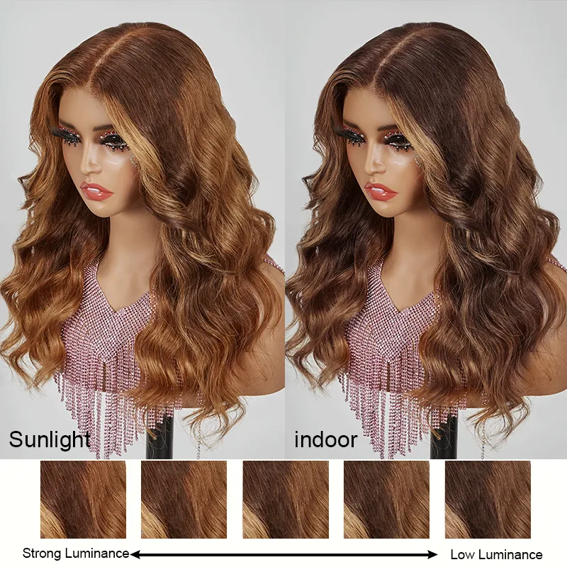 9x6 Glueless Honey Brown 3s Installation Glueless Wave Wig