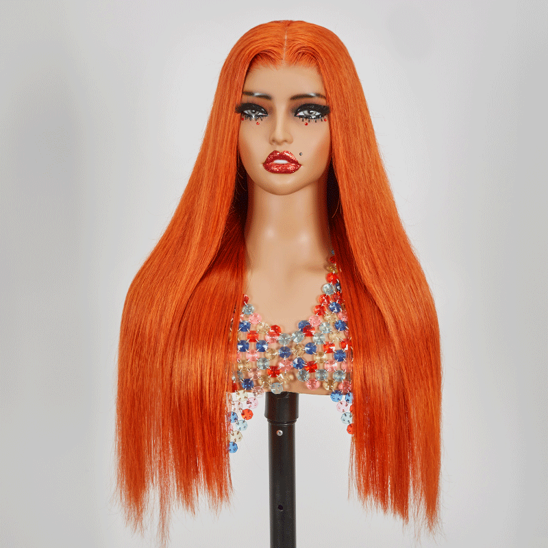 9x6 Glueless Eye Catching Ginger Color Smooth Wig