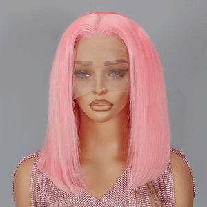 13x4 Bob Wig Pink Color Lace Frontal Human Hair