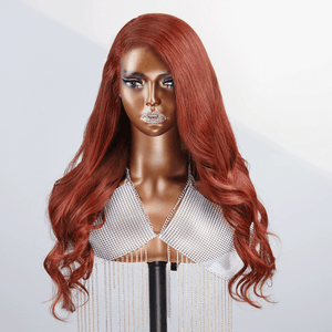 9x6 Glueless Reddish Brown Color Body Wave Wig