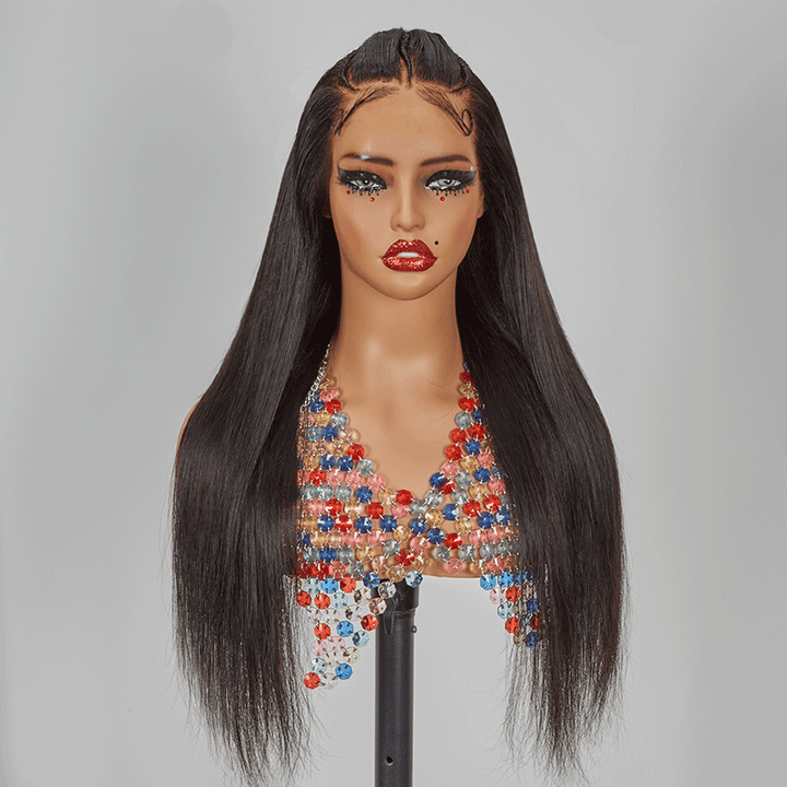 13x4 Lace Fashion Pre Braided Wig Straight Human Hair