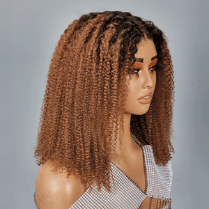 9x6 Glueless Ombre Honey Brown Bob Kinky Curly Wig