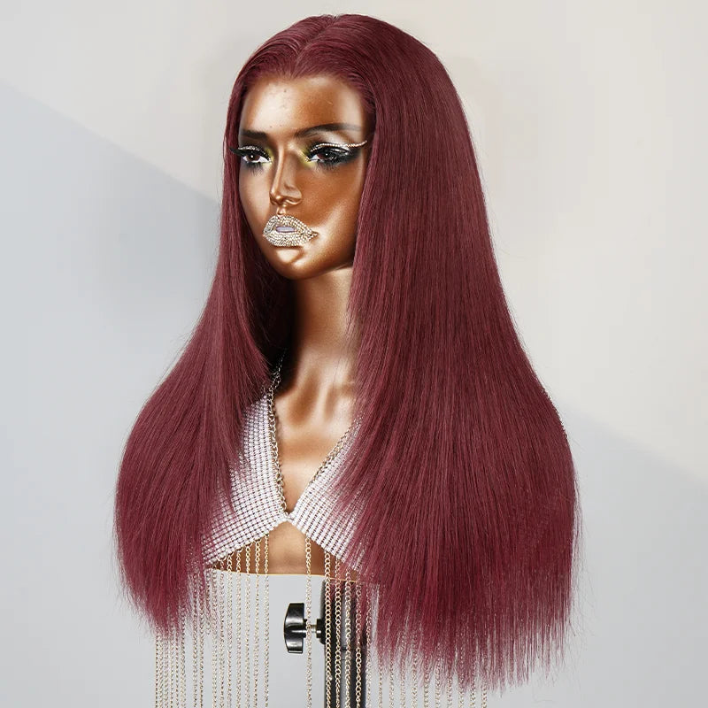 9x6 Layer 99j Glueless Wig Silky Straight Frontal Wig