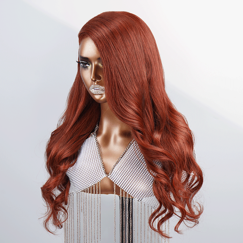 9x6 Glueless Reddish Brown Color Body Wave Wig