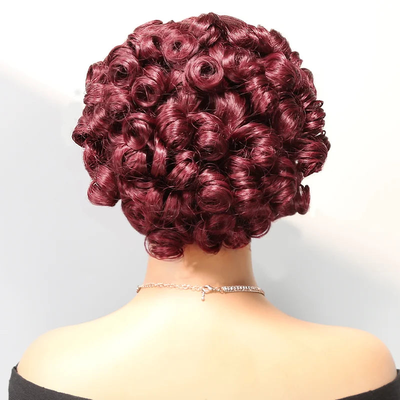 99j Glueless Fashion Bouncy Curls Human Hair Wig