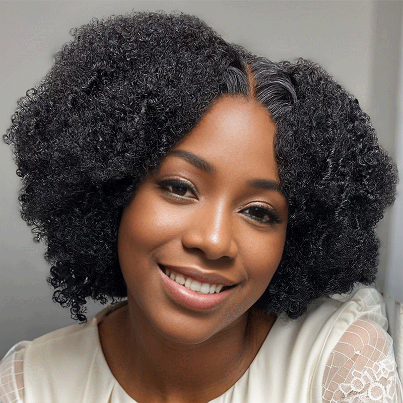 9x6 Glueless Natural Bouncy Bob Jerry Curls Wig 250% Density