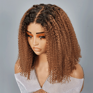 9x6 Glueless Ombre Honey Brown Bob Kinky Curly Wig