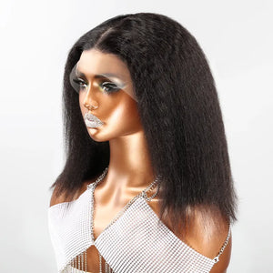 13x4 Afro Kinky Straight Minimalist Bob Lace Front Human Hair Wig