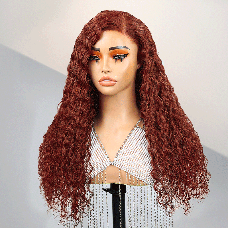 9x6 Glueless Hottest Micro Knots Reddish Brown Curly Wig