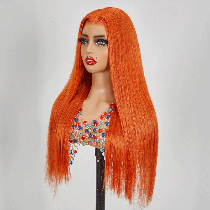 9x6 Glueless Eye Catching Ginger Color Smooth Wig