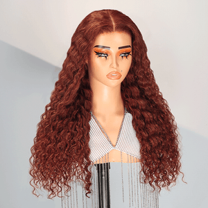 9x6 Glueless Hottest Micro Knots Reddish Brown Curly Wig