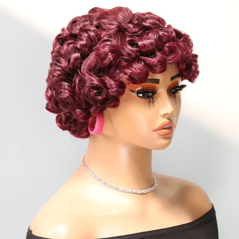 99j Glueless Fashion Bouncy Curls Human Hair Wig