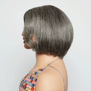 7x5 Glueless Bob Wavy With Side Parting Salt & Pepper Wig