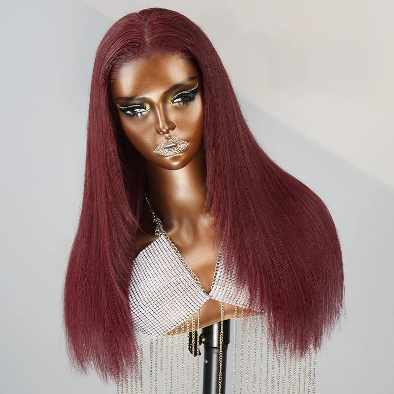 9x6 Layer 99j Glueless Wig Silky Straight Frontal Wig