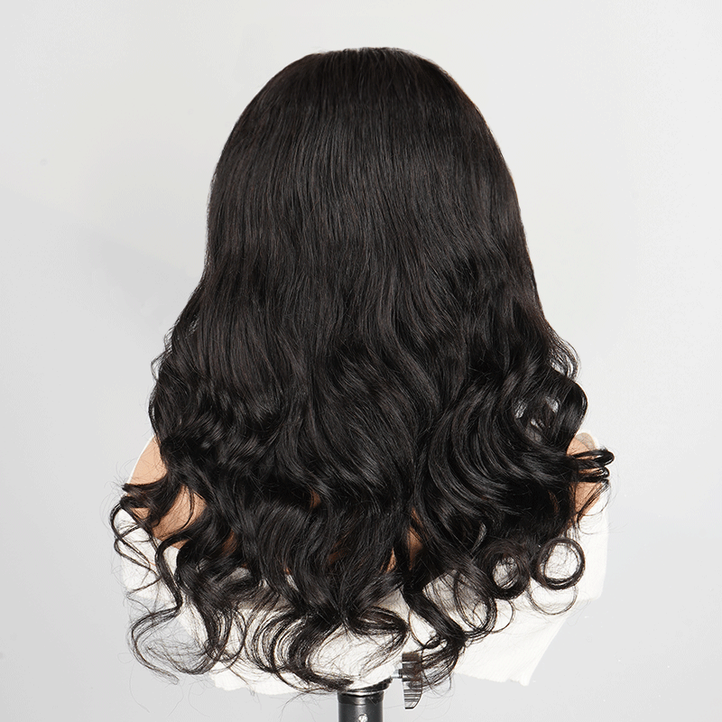 9x6 Glueless Layered Bangs Curtain Wavy Wig