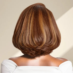 9x6 Layer C Part Glueless Caramel Brown Blonde Mixed/Natural Bob Wig