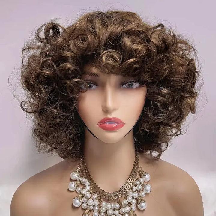 99j Glueless Fashion Bouncy Curls Human Hair Wig