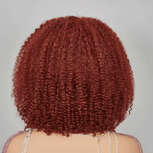 9x6 Glueless Bob Reddish Brown Kinky Curly Wig