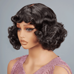 Glueless Fake Scalp Bob Wig Rose Curly 3s Wear Go