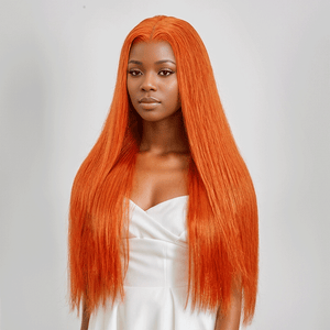 black woman wear 9x6 Glueless Eye Catching Ginger Color Smooth Wig