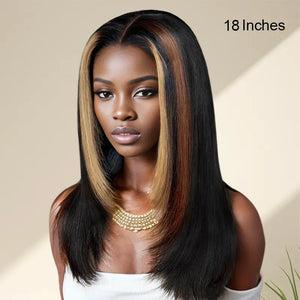 9x6 Layer Glueless Multi-Color Highlights Silky Straight Wig