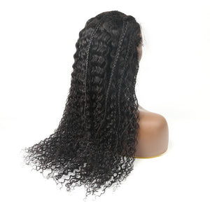 Braids With Curls 13x4 HD Lace Full Front Wig Free part Human Hair Wig –  HJweavebeautyhair