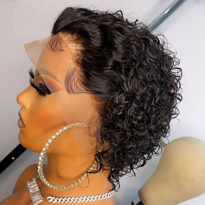Pixie Cut Wig Short Curly Human Hair Wigs 13X1 Transparent Lace